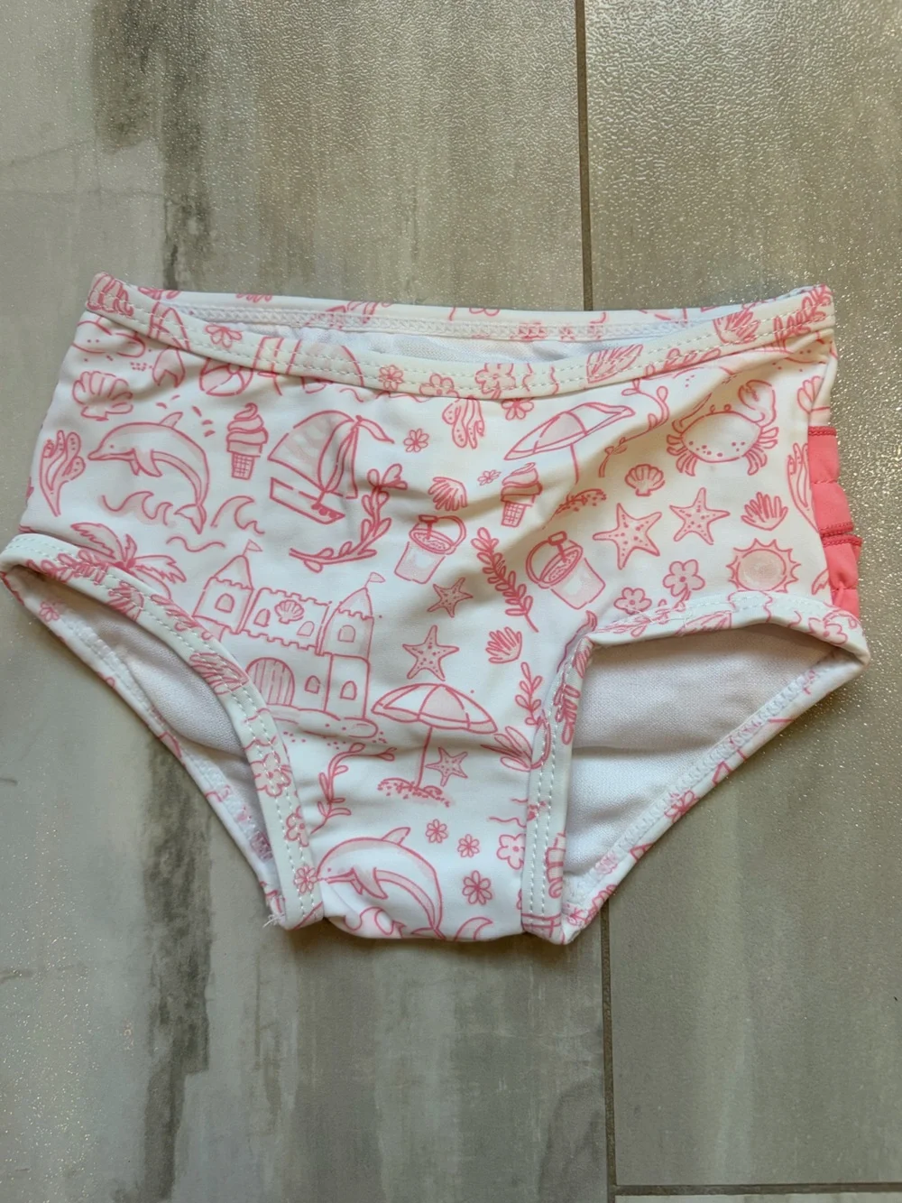 NWT RuffleButts Colorful By The Seaside Ruffled Bow Tankini Bikini Girls 3-6M